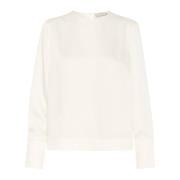 Elegante Blouse met Ronde Hals Kaffe , White , Dames