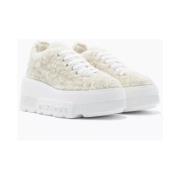 Platform Sneakers met Faux Fur Casadei , White , Dames