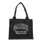 Denim Tote Tas Ganni , Black , Dames