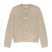 Korte Bouclé-Cardigan met Micropailletten Motivi , Beige , Dames