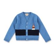 Blauwe Gebreide Look Cardigan Aw24 Gucci , Blue , Heren