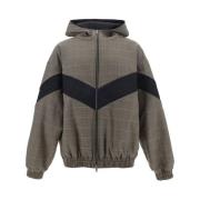 Geruite Hoodie Wollen Jas Golden Goose , Brown , Heren