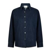 Donkerblauwe Denim Overhemd Neo Noir , Blue , Dames