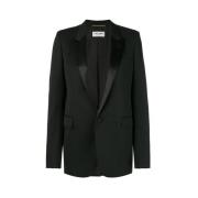 Buis Tuxedo Jas In Grain De Poudre Saint Laurent , Black , Dames