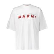 Print Logo Oversized T-Shirt Marni , White , Heren