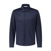 Zijde-Katoen Blouse met Zakken Maurizio Baldassari , Blue , Heren