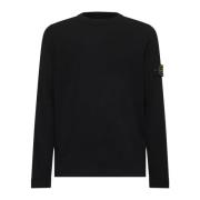 Zwarte Katoenen Crewneck Trui Stone Island , Black , Heren