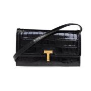 Leren portemonnee met band Tom Ford , Black , Dames