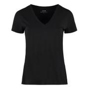 V-hals Katoenen T-shirt Vince , Black , Dames