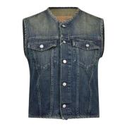 Korte Denim Jas met Knopen Maison Margiela , Blue , Dames