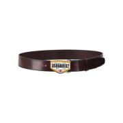 Stijlvolle leren riem met grote gesp Dsquared2 , Brown , Heren