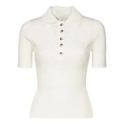 Witte Geribbelde Gebreide Poloshirt Courrèges , White , Dames