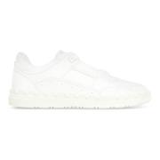 Studded Leren Lage Sneakers Valentino , White , Heren