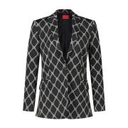 Blazer met Monogram Patroon Hugo Boss , Black , Dames