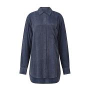 Lange Overhemdblouse Casual Stijl Hugo Boss , Blue , Dames