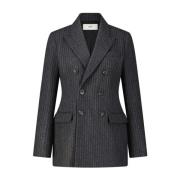 Dubbelrijige wollen blazer met krijtstrepen Ami Paris , Gray , Dames