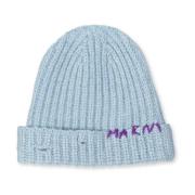 Beanie met Destroyed Look en Branding Borduursel Marni , Blue , Dames