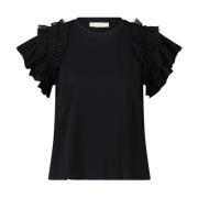 Gerimpelde Mouw Katoenen Top Ulla Johnson , Black , Dames