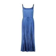 Geplooide midi-jurk met achterkant vetersluiting Vince , Blue , Dames