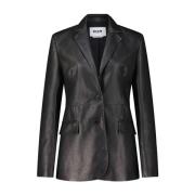 Getailleerde blazer van imitatieleer Msgm , Black , Dames