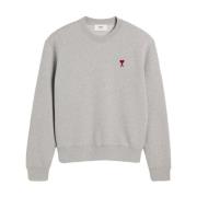 Grijze Katoenen Crew Neck Sweater Ami Paris , Gray , Heren