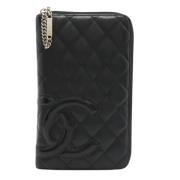 Pre-owned Leather wallets Chanel Vintage , Black , Dames