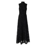 Flower Mesh Maxi Jurk Rotate Birger Christensen , Black , Dames