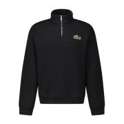 Oversized Katoenen Sweatshirt met Rits Lacoste , Black , Heren