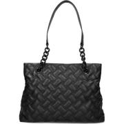 Zwarte Gewatteerde Leren Schoudertas Kurt Geiger , Black , Dames