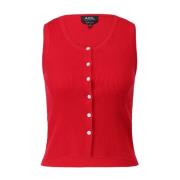 Geribbeld Top A.p.c. , Red , Dames