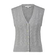 Wollen Kabelgebreid Vest Vince , Gray , Dames