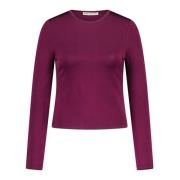 Glanzende Gebreide Ronde Hals Trui Drykorn , Purple , Dames