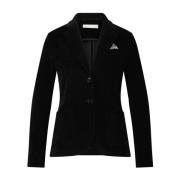 Fluweel Getailleerde Blazer met Zakken Circolo 1901 , Black , Dames