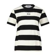 Gestreept Logo T-shirt Msgm , White , Dames