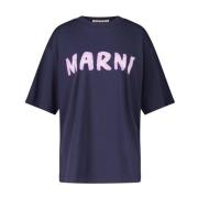 Oversized Katoenen T-shirt met Frontprint Marni , Blue , Dames