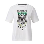 Luipaardprint Paillet T-Shirt Marc Cain , White , Dames