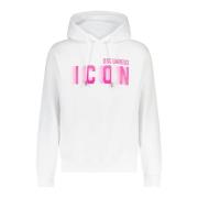 Logo Print Hoodie Casual Sportkleding Dsquared2 , White , Heren