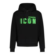 Logo Print Hoodie Sportieve Casual Comfort Dsquared2 , Black , Heren