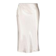 Satin Crinkle Midi Rok Vince , Beige , Dames