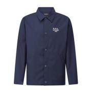 Logo Overshirt Klassieke Snap Button Shirt A.p.c. , Blue , Heren