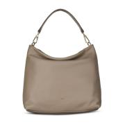 Stijlvolle leren handtas met veelzijdige banden Abro , Beige , Dames