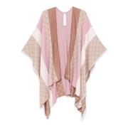 Kleurrijke Jacquard Poncho met Oval T Logo Twinset , Multicolor , Dame...