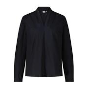 Blouse met V-hals Klassieke Stijl Emily Van den Bergh , Black , Dames