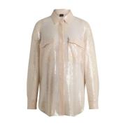 Pailletten Relaxed-Fit Blouse Hugo Boss , Beige , Dames