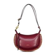 Maan Gestudeerde Leren Tas met Logo Inprenting Isabel Marant , Red , D...