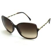 Pre-owned Leather sunglasses Chanel Vintage , Brown , Dames