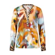 Blouse Shirt met Luipaardaccenten Emily Van den Bergh , Multicolor , D...