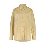 Leren blouse met puntkraag Helmut Lang , Beige , Dames