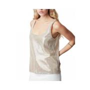 Pailletten Geborduurde Mouwloze Top Roseanna , Beige , Dames