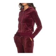 Fluwelen Hoodie met Ritssluiting Juicy Couture , Red , Dames